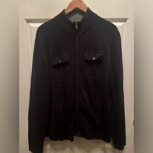 PRE-OWNED MICHAEL KORS MEN'S FULL ZIP CARDIGAN- BLACK- LARGE